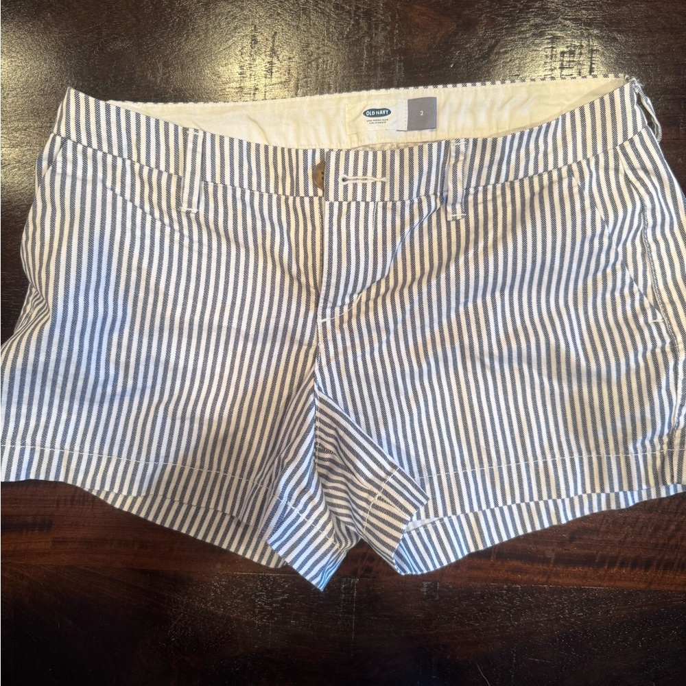 Old Navy Striped Women Shorts - Blue and White